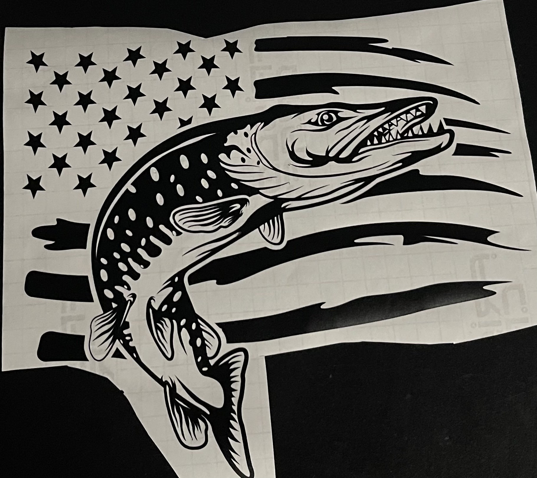 American Flag Fish Decal